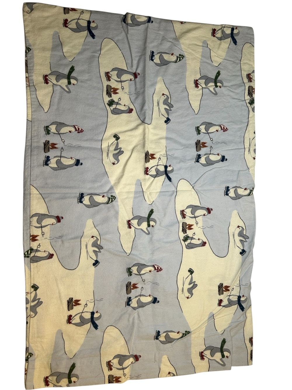 Eddie Bauer Polar Penguin Holiday Light Blue Pillowcase 100% Cotton Chirstmas